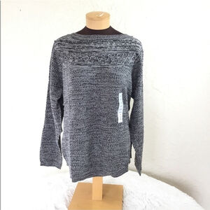 Croft & Barrow cable knit yoke pullover sweater Womans XXL black/gray